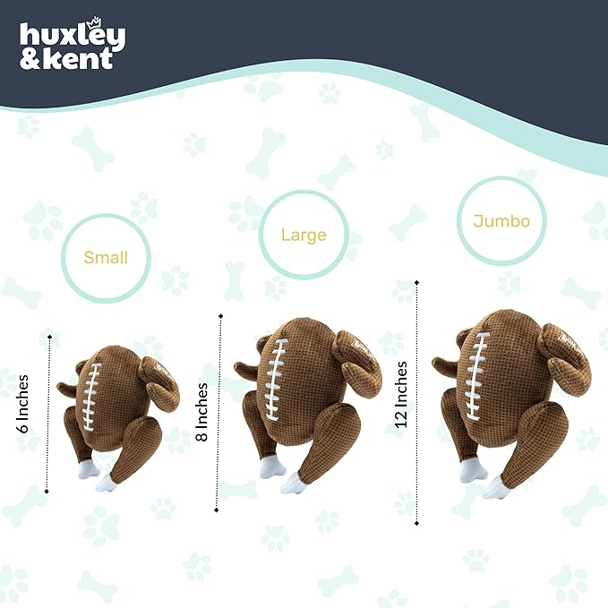 Huxley & Kent Funny Dog Toy w/Squeaker – Thanksgiving Fall Power Plush Squeaky Dog Toys for Small, Medium & Large Dogs – Soft Stuffed Animal for Indoor Play & Fetch - Turkey Bowl, Jumbo
