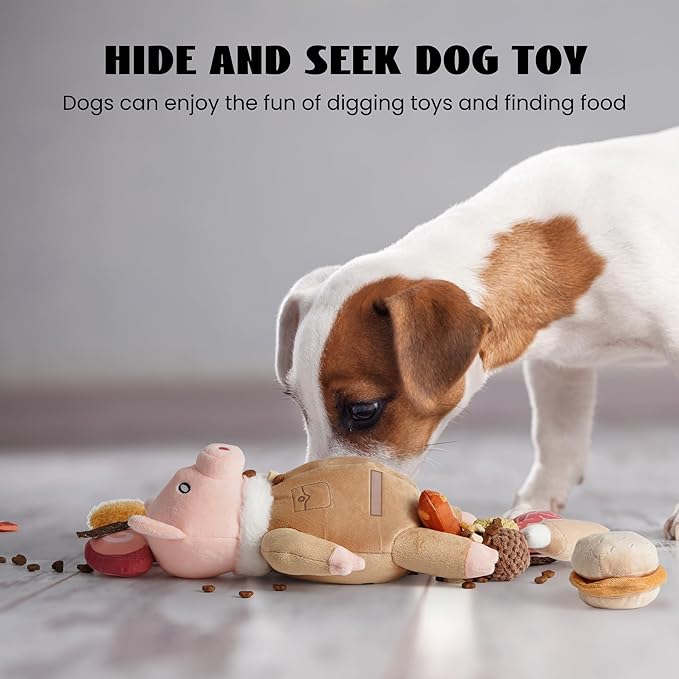 Nocciola Stuffed Pig Dog Toys: Funny Squeaky Crinkle Dog Chew Toys for Small Medium Breed, Plush Puzzle Cognitive Training Pet Enrichment Supplies, Burrow Hide Seek Mental Stimulation Anxiety Relief