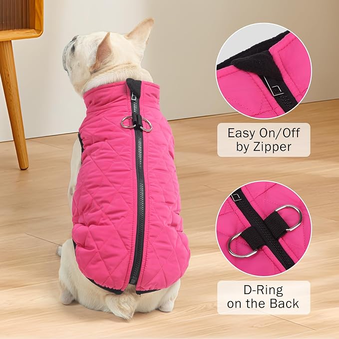 SCENEREAL Dog Winter Coat - Warm Jacket with Built-in Harness for Small & Medium Dogs, Waterproof, Fleece Puffer Vest, Windproof & Snow Clothes for Puppy Pet