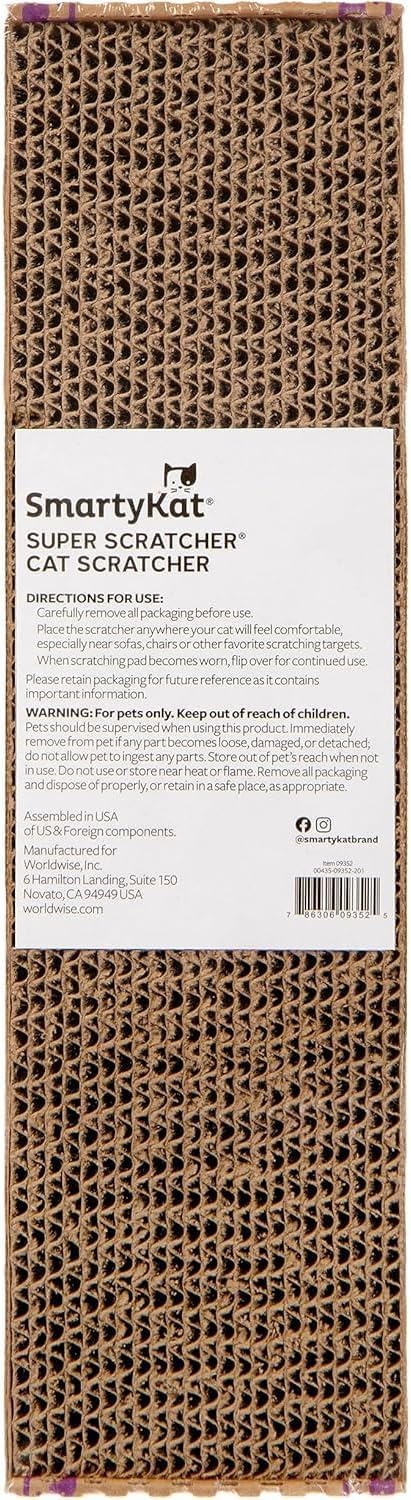 SmartyKat Super Scratcher Corrugated Cat Scratcher, Catnip Infusion Technology - Brown, Single Wide