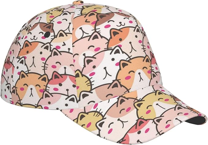 Cute Funny Cat Baseball Cap for Women Men Adjustable Animal Cat Snapback Baseball Hats
