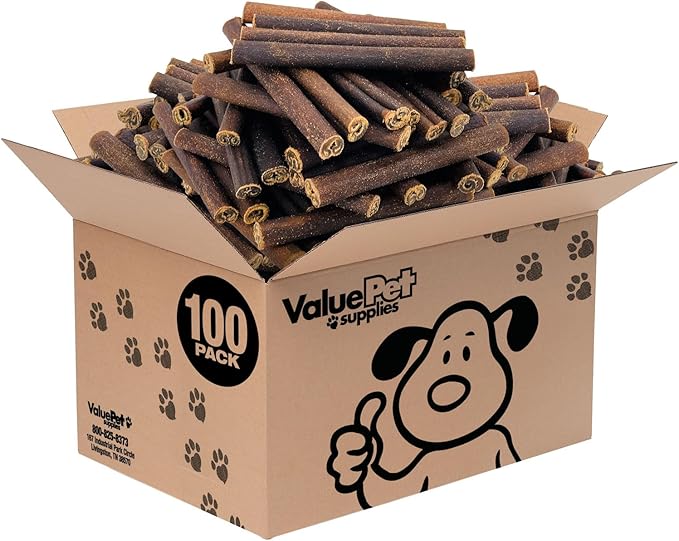 ValueBull Collagen Sticks for Dogs, 6 Inch Thick Chews, Natural Long-Lasting Dog Treats, 100 Count Bulk Pack - Supports Joints, Skin & Coat with Chondroitin & Glucosamine