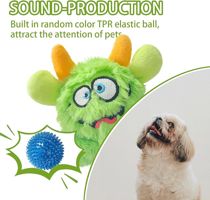 Squeaky Plush Dog Toy Ball, Dental Care, Skin-Friendly and Soft and Relieve Stress,Dog Training Interactive Pet Cute Plush Fashionable Toy Ball (Green,Large)