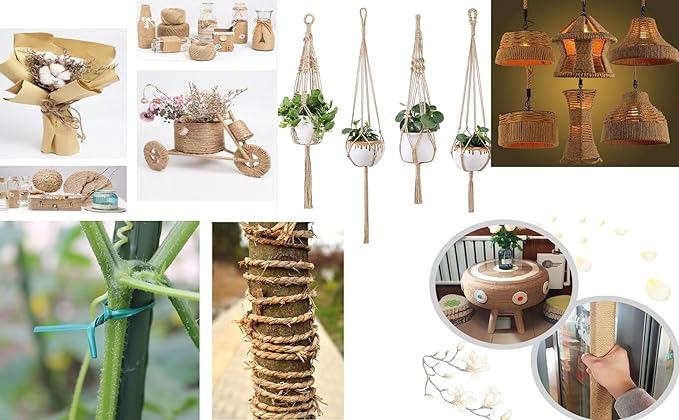 5/16 inch (8mm) x 164 ft (50Meter) Natural Sisal Hemp Rope Heavy Duty Thick Twine for Cat Scratcher Post Tree, Garden, Binding, Crafts Packing Material