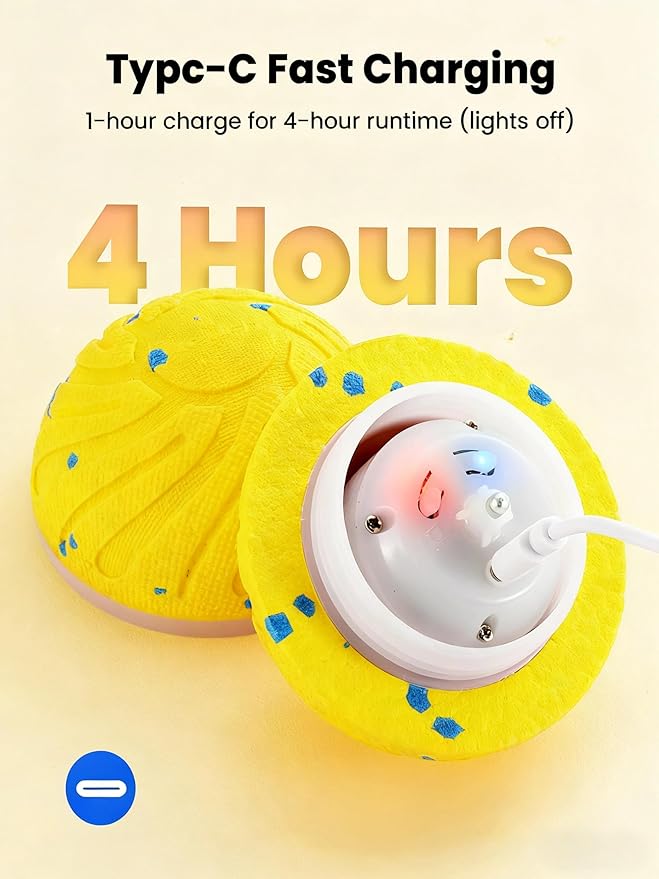 Smart Interactive Dog Balls, Automatic Moving Ball for Medium and Large Dogs, E-TPU New Material, Motion Activated Rolling & Rotating Bouncy Toy for Dog Enrichment & Stimulation