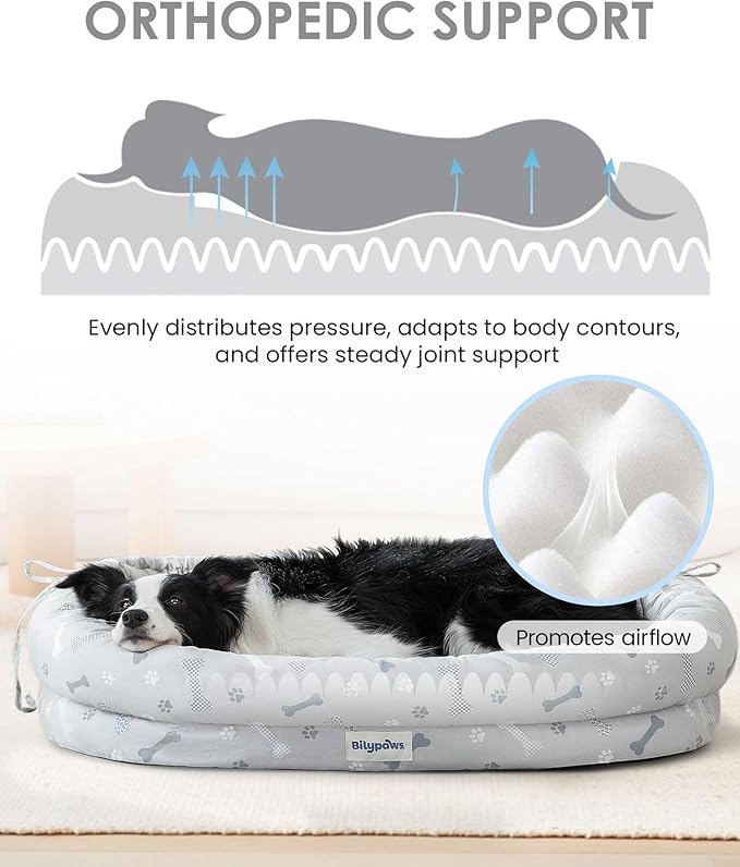 Orthopedic Dog Bed for Large Dogs, Pet Sofa Bed with Egg Crate Foam, 4-Sided Bolster, Removable Washable Cover & Anti-Slip Bottom, X-Large Beige Bone