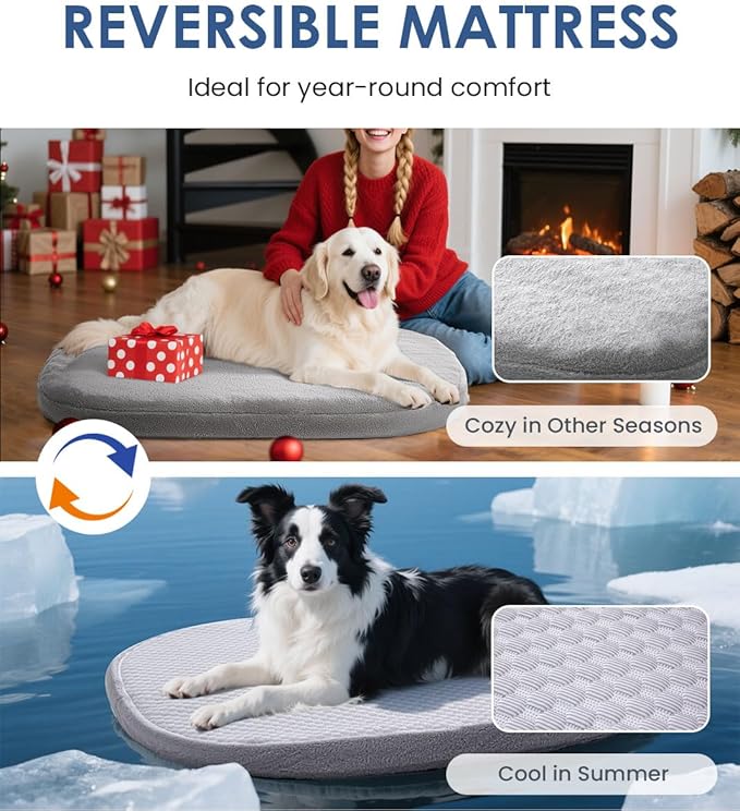 Orthopedic Dog Bed for Large Dogs, Pet Sofa Bed with Egg Crate Foam, 4-Sided Bolster, Removable Washable Cover & Anti-Slip Bottom, X-Large Gray