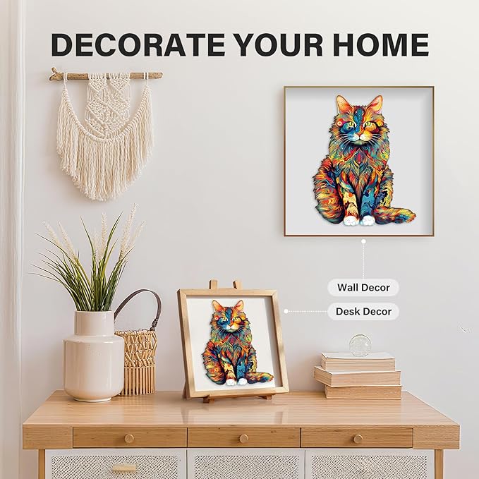 WOODBESTS Wooden Puzzles for Adults - Maine Coon, Cat Wooden Jigsaw Puzzle, Unique Animal Wood Puzzles Adult, Xmas Gifts for Puzzle Lovers(620 Pcs, XL, 23.6"x18.9")