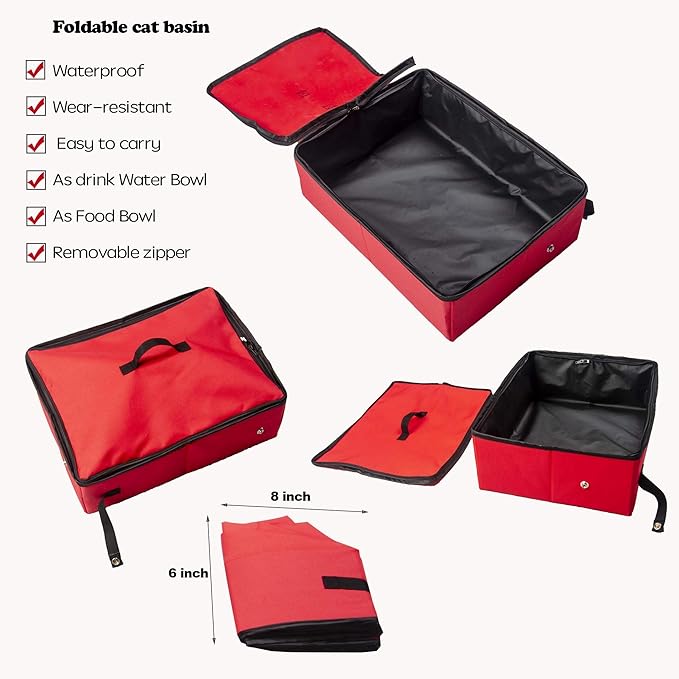 Mispace Portable Twin Compartment Show House Cat Cage/Condo - Easy to Fold & Carry Kennel - Comfy Puppy Home & Dog Travel Crate with Portable Carry Bag/Two Hammocks/Mats and Collapsible Litter Box