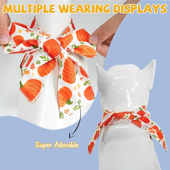 SCENEREAL Thanksgiving Dog Bandana, Fall Pumpkin Double Side Dog Scarf for Small Medium Large Dogs Cats Puppy,Holiday Bandanas for Dogs Boys Girls, Premium & Soft Fabric Pet Accessories for Birthday