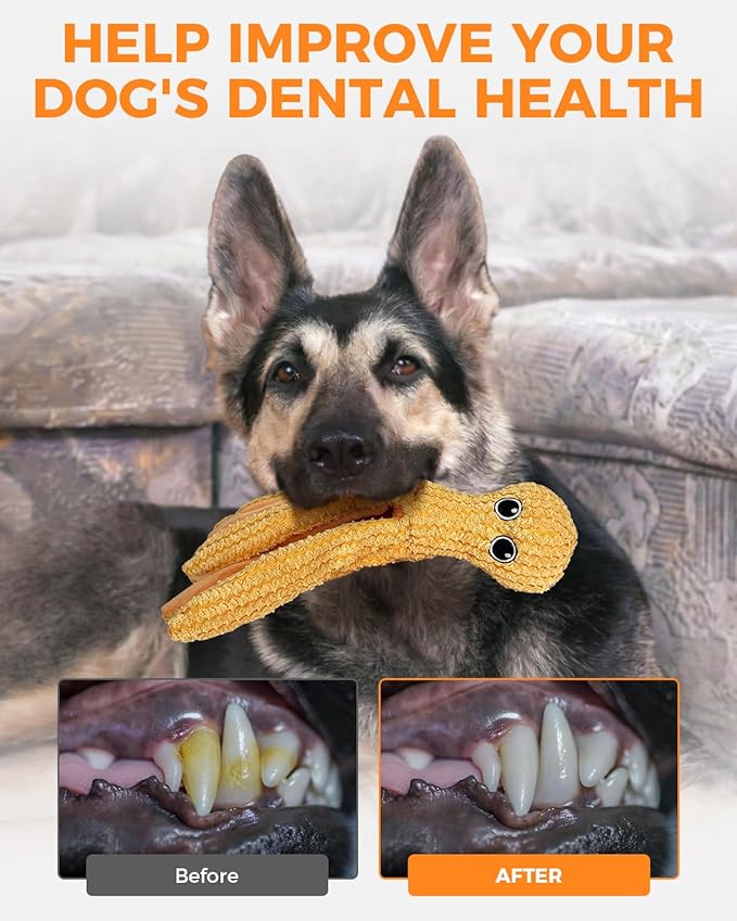 Crinkle Squeaky Dog Toys for Large Dogs, Durable Plush Chew Toys for Aggressive Chewers, Interactive Tug of War Toy, Teething Gift to Keep Them Busy and Relieve Boredom (Yellow Octopus)