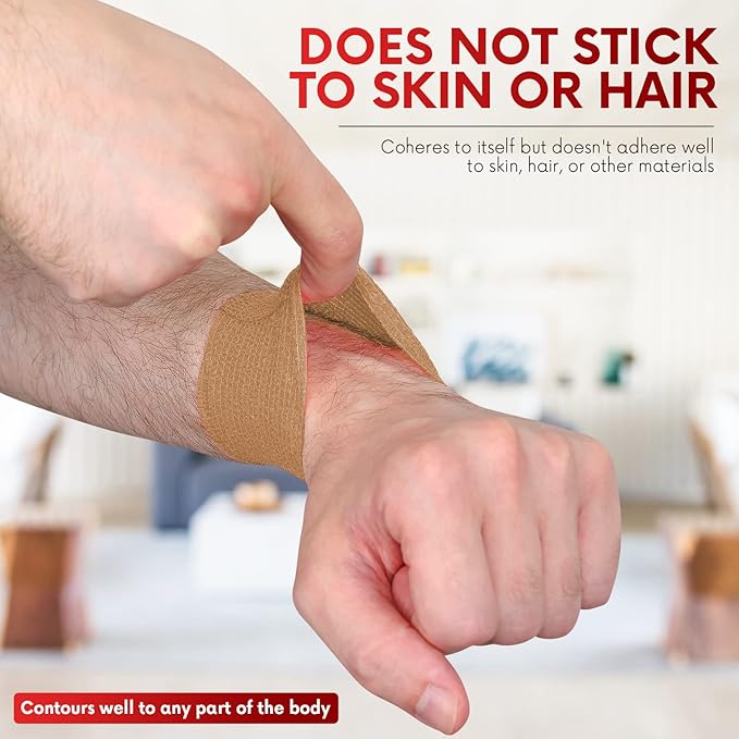 HEALQU Self Adhesive Bandage Wrap – 4" x 5 Yard, 12 Rolls Cohesive Tape for Athletic & Sports - Self Adherent Medical Tape, Flexible, Waterproof Elastic Bandages for Wrist & Ankle Vet Wrap for Dogs