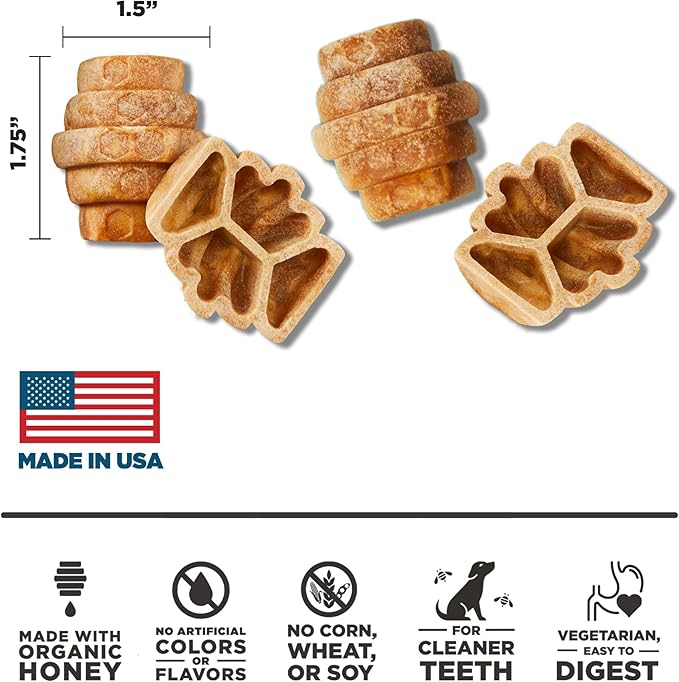 Hive Treats for Dogs Ñ Healthy, Non-GMO Project Verified, Natural Peanut Butter Flavored, Natural, Vegetarian Chews, Made in The USA (Hive Chews, Small Breeds)