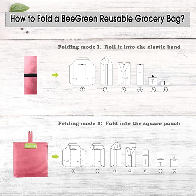 BeeGreen Watermelon Red Reusable Grocery Bags with Elastic Band Reusable Shopping Bags Bulk 50LBS X-Large Foldable-Machine Washable-Heavy Duty 10 Pieces