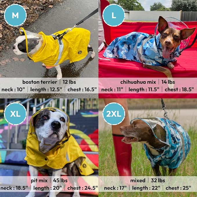 Gooby Dog Raincoat V2 - Waterproof Rain Poncho with Dual D-Rings - Step-in Rain Jacket for Small and Medium Dogs