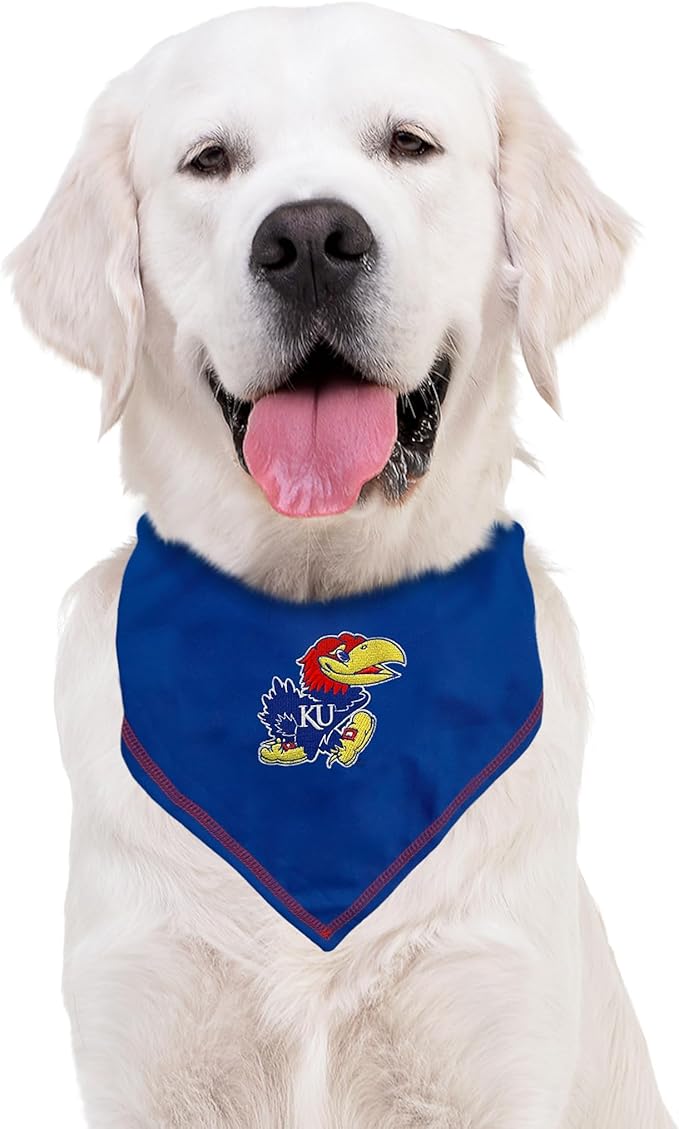 Pets First NCAA Kansas Jayhawks TIE Bandana, Size Large/X-Large. Dog Bandana Scarf Bib for Pet Cat Dog. The Ultimate Game-Day, Party Bandana (Pack of 2)