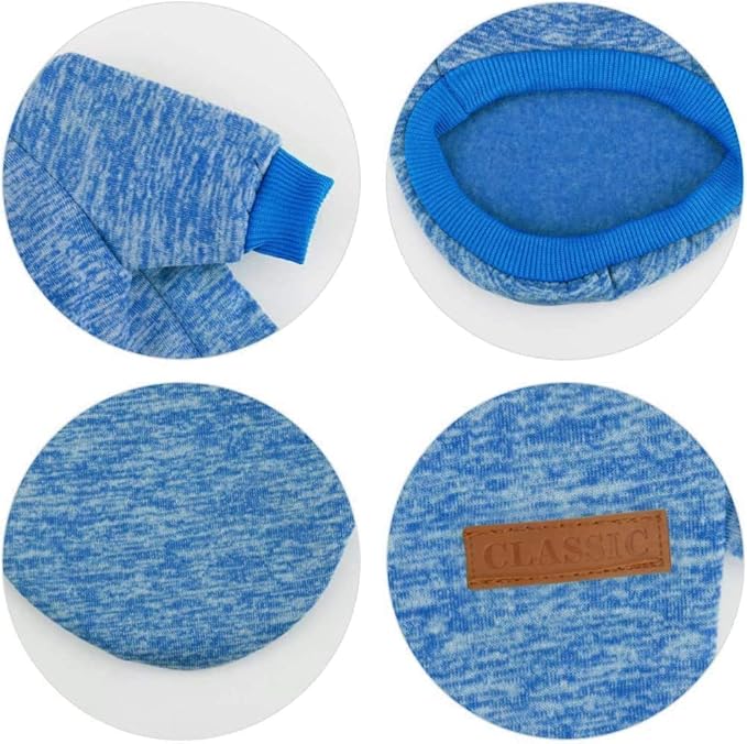 Idepet Pet Dog Classic Knitwear Sweater, Soft Fleece Coat for Small,Medium Dog,Warm Pet Dog Cat Clothes,Soft Puppy Customes (M, Blue)