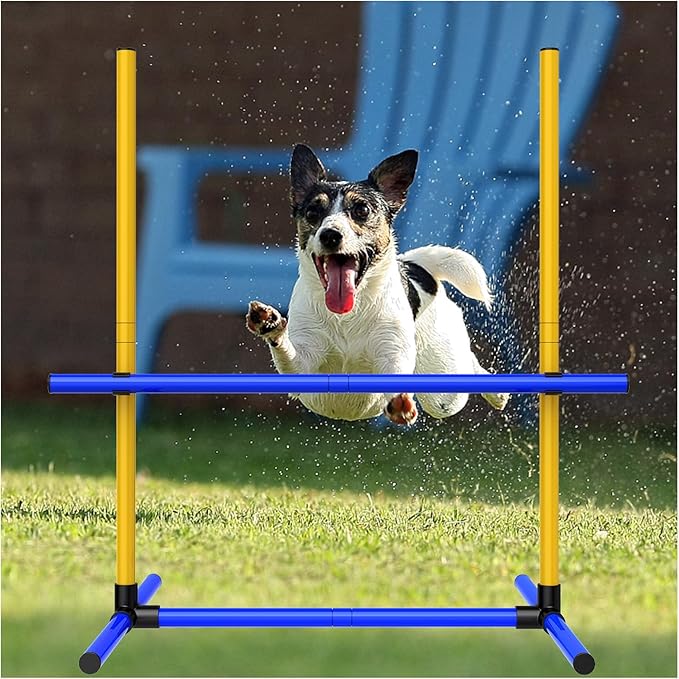 Dog Agility Training Hurdles, Indoor Outdoor Use, PVC,Includes Carrying Bag (1 Set)