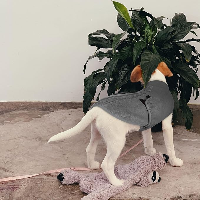 Queenmore Large Dog Sweaters, Soft Fleece Vest Pullover Dog Jacket with Leash Hole, Warm Winter Dogs Clothes Cold Weather Doggy Dachshund Sweater for Large Dogs Cats Boy or Girl (Grey, L)