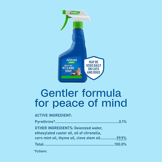 ADAMS Botanicals Flea & Tick Pet & Home Spray, for Dogs, Cats and Home, 16 oz