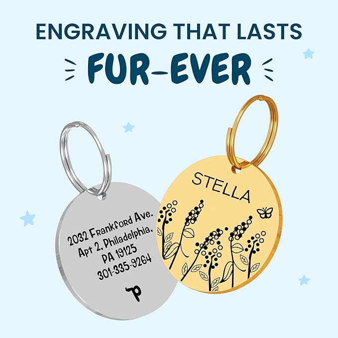 PawFurEver Dog Tags Personalized with Breed Design - Custom Dog Tags for Pets - Dog ID Tags Personalized for Pets - Stainless Steel Dog Collar Tag - Pet Name Tags for Dogs (Diamond, Silver)