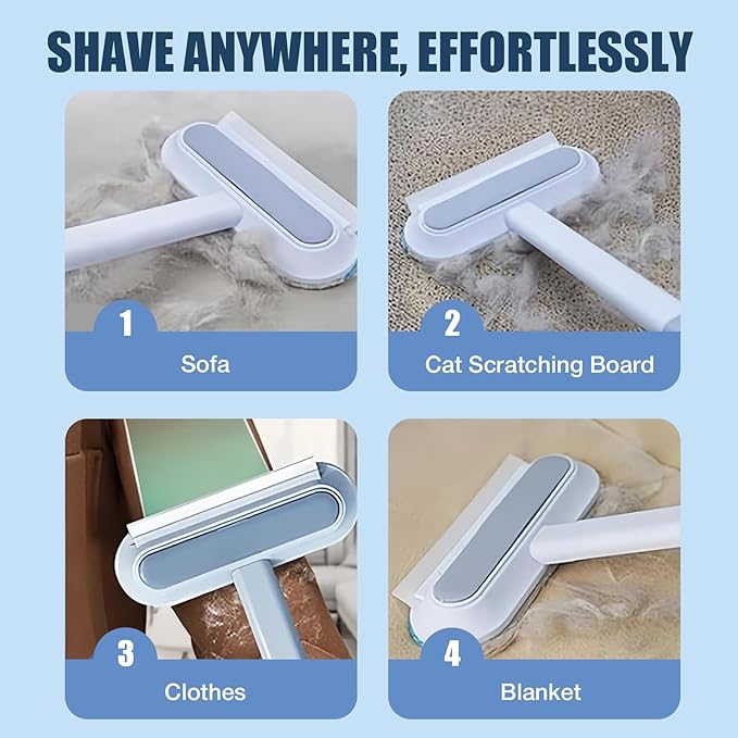 Pet Hair Remover 4 in 1- Reusable Long Handle Dog Hair Remover Brush, Washable Lint Cleaner for Dog and Cat Hair, Gentle on Furniture, Multifunctional Hair Removal Brush, 2 Pcs Carpet Scraper