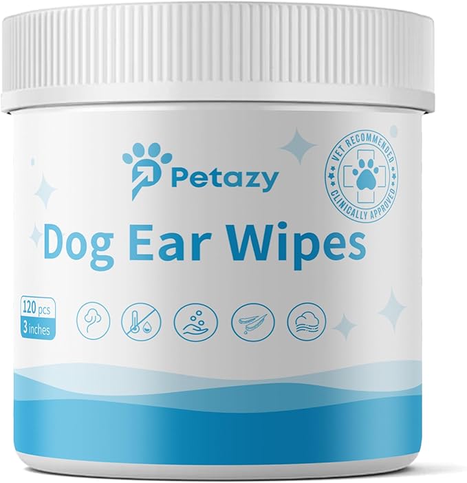 Dog Ear Wipes for Dog Yeast Wax Itch and Odor | Unscented Dog Ear Cleaner for Dogs | Natural Cleaning Puppy Ear Wipes | Soothing Ear Wipes for Pets Cat | Natural Ingredients | 120 XL Pcs