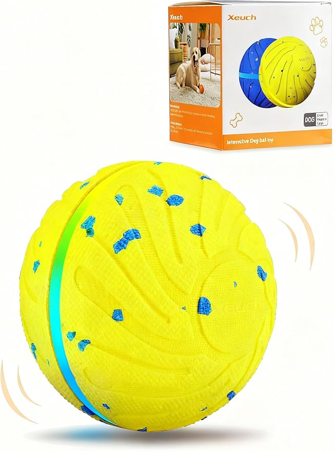 Smart Interactive Dog Balls, Automatic Moving Ball for Medium and Large Dogs, E-TPU New Material, Motion Activated Rolling & Rotating Bouncy Toy for Dog Enrichment & Stimulation