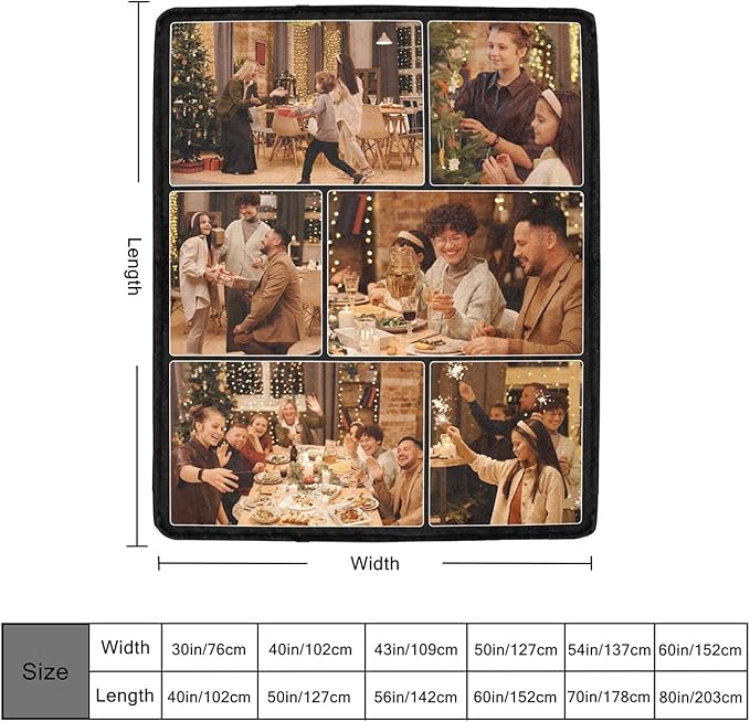 Custom Blanket with Photo, Customized Collage Blankets with Picture Personalized Gift for Lover/Kids/Friends/Family, Customizable Souvenir Home Decor