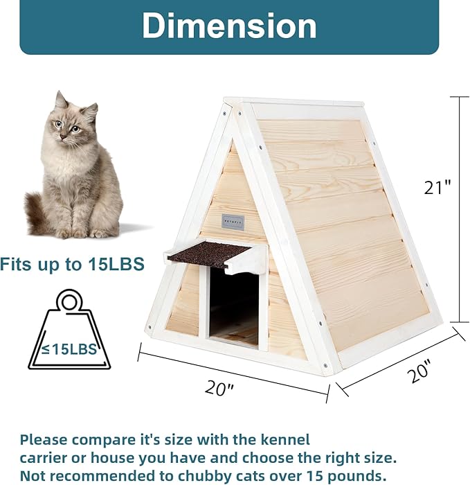 Petsfit Outdoor Cat House Weatherproof, Outside Feral Cat House with Escape Door,Outdoor Indoor Pet House for Small Animal, Small Rabbit Hutch Solid