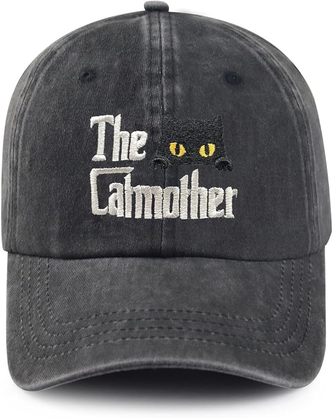 Black Cat Hat,Ragdoll Cat Embroidered Adjustable Cotton Baseball Cap for Men Women,Gifts for Cat Lovers