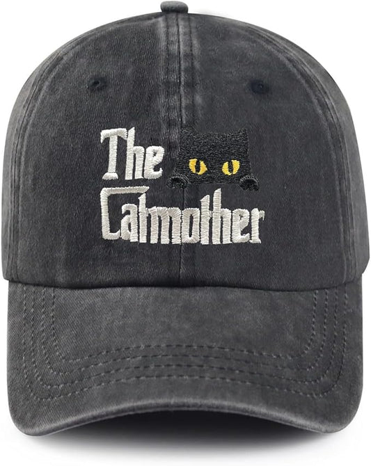 Black Cat Hat,Ragdoll Cat Embroidered Adjustable Cotton Baseball Cap for Men Women,Gifts for Cat Lovers