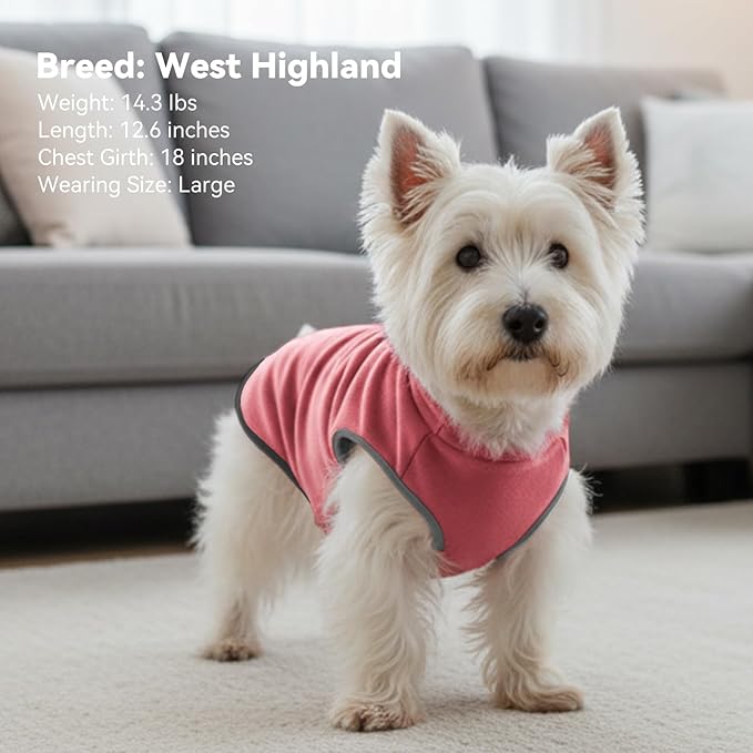 cyeollo 2 Pack Small Dog Sweater, Stretchy Fleece Vest with Reflective Stripe Pullover Sweatshirt Dog Jacket Pet Clothes in Cold Weather Boy & Girl Sweaters for Small Dogs Cats, Red & Fuschia M