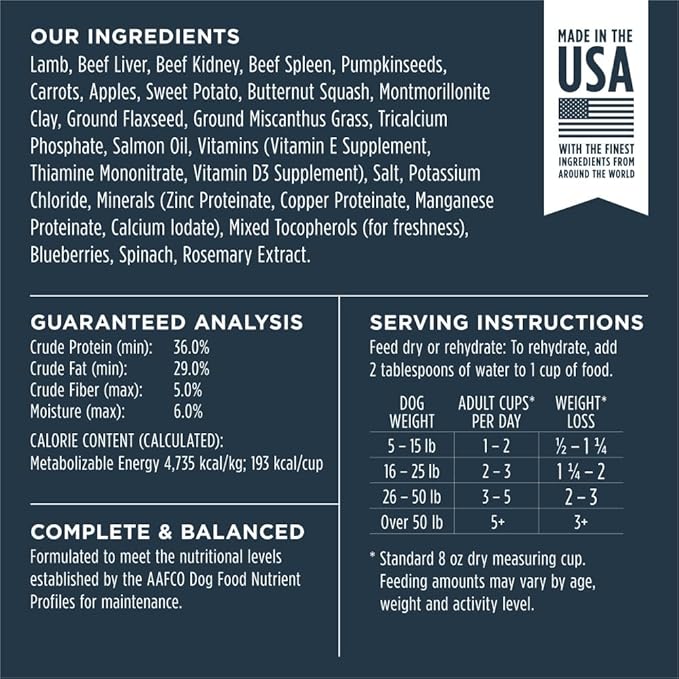 Instinct Freeze Dried Raw Meals, Natural Dry Dog Food, Grain Free - Grass Fed Lamb, 24 oz. Bag