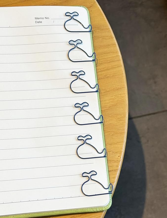 Cute Paper Clips, 60 PCS Whale Shaped Paper Clips Animal Bookmarks Clips, Assorted Colors, Fun Office Gifts for Women Men Coworkers Teachers Students Girls Boys, Christmas Gifts