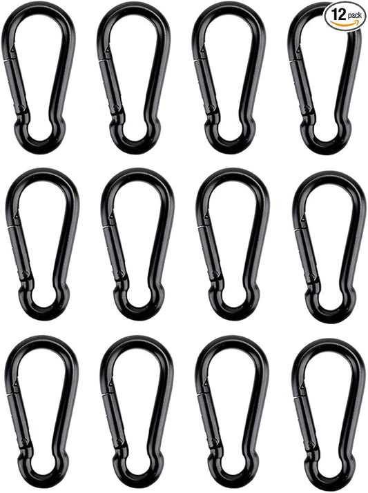 12 Pcs Carabiner Clip Spring Snap Hook - M4 1.57 Inch Heavy Duty Snap Hooks Quick Link for Bird Feeders or Dog Leash & Harness, 110 lbs Capacity