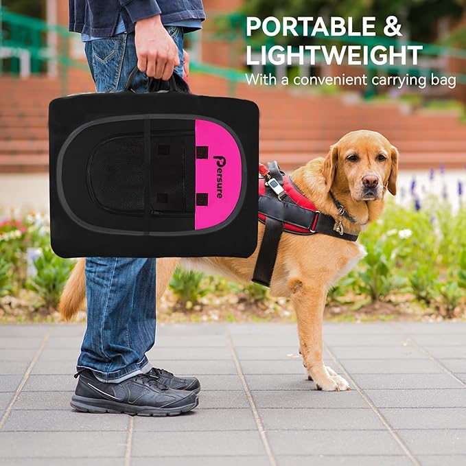 Dog Cat Playpen Indoor Outdoor for Puppy Pet Dogs Cat Travel, Dog Enclosure Tent Crates Cage for Recovery After Surgery, Portable Pop Up Dogs Kennel with Carrying Case (Rosy, Small)