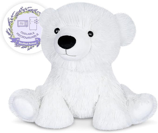 Warming Polar Bear Stuffed Animal, Microwavable Heating Pad for Soothing & Stress Relief, Stuffed Bears Plush Toys with Lavender Scent, Plushies White Bear Gifts Kids & Adults