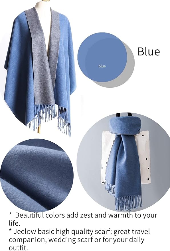 Jeelow Womens Pashmina Shawl Wrap Scarf - Elegant Dressy Evening Poncho Cape for Formal and Wedding Outfits