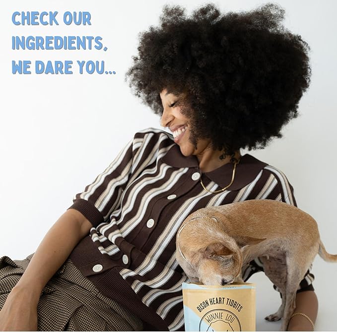 Winnie Lou The Canine Co. Freeze Dried Bison Heart Tidbits - Single Ingredient, Human-Grade, No Artificial Flavors or Fillers, Perfect for Training (Pack of 2)