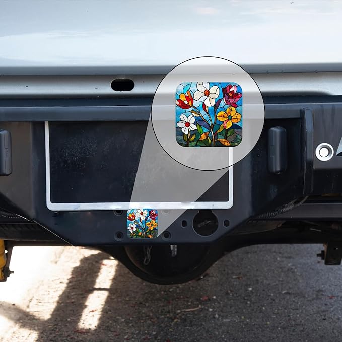Hitch Cover Fits for 2-Inch Hitch,Colorful Stained - Glass Blooms Rubber Trailer Hitch Cover Tube Plug Insert,Car Exterior Accessories, Receiver Tube Hitch Plug