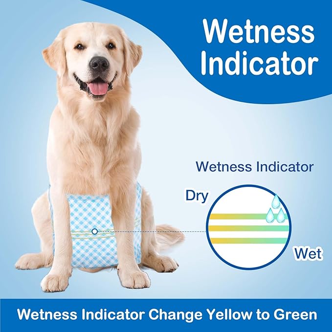 Disposable Belly Bands for Male Dogs, Puppy Diapers Male with Wetness Indicator, Super Absorbent Soft Male Dog Diapers, M, 40 Count