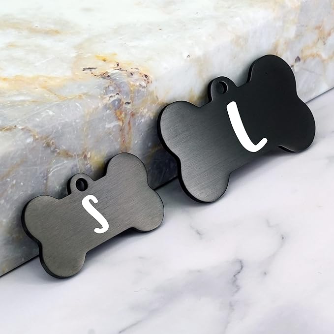 Ultra Joys Dog Tags Personalized for Pets with up to 5 Deep Engraved Lines, Brushed Stainless Steel Custom Dog Name Tag and Cat Tags, Engraved on Both Sides in Bone, Heart, Hexagon and More Shapes