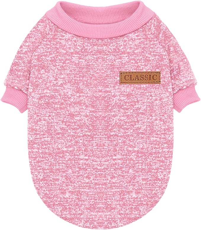 Idepet Pet Dog Classic Sweater, Fleece Coat for Small,Medium Dog,Warm Pet Dog Cat Clothes,Soft Puppy Customes 2 Color (XL, Pink)