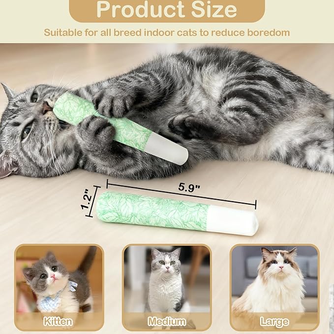 Tocirelo Catnip Toys for Indoor Cats - Cat Chew Toy Filled with 100% Pure 45000mg A+Organic Catnip, Bite Resistant Kitten Teething Toys, 3 Pack Interactive Cat Nip Kicker Toys for Anxiety Relief