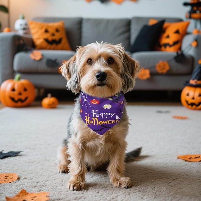 KOOLTAIL Halloween Dog Bandanas, 3 Pack Fall Holiday Thankgiving Christmas Washable Pet Bandanas Scarf Bibs Kerchief, Dog Apparel & Accessories for Girl Boy Small Medium Large Dogs Puppy Cats
