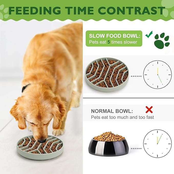 Slow Feeder Dog Bowls Silicone Maze Food Bowl Feeders Pet Puzzle Lick Mat to Slow Down Eating for Small Breed Size Dogs