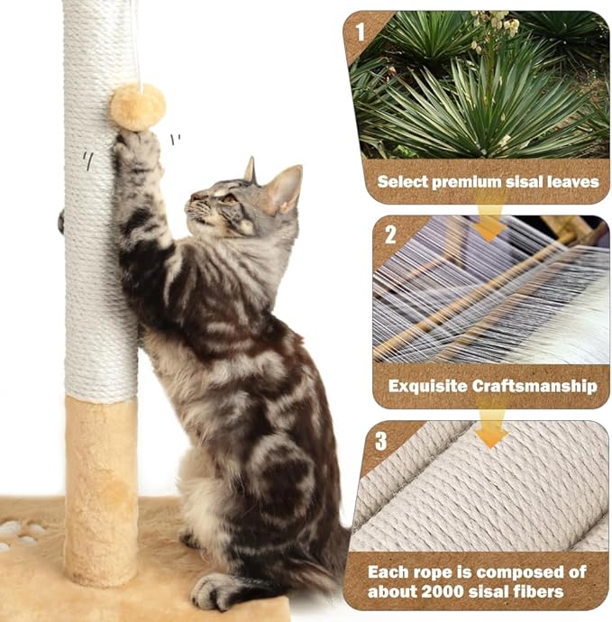 OSPNIEEK Cat Scratching Post Replacement with M8 Screws, 2 Pack 15.7“ Natural Sisal Rope Cats Tree Scratcher Refill, DIY Hemp Scratch Pole Part for Indoor Kitten Tower Refurbishment Accessories Spare