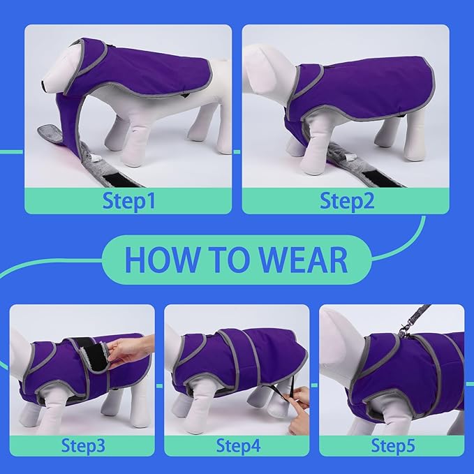 MIGOHI Warm Dog Coat Winter Dog Jacket,Waterproof Cold Weather Coats for Dogs,Fleece Jacket for Small Medium Large Dogs,Reflective Thick Fleece Vest with Leash Hole