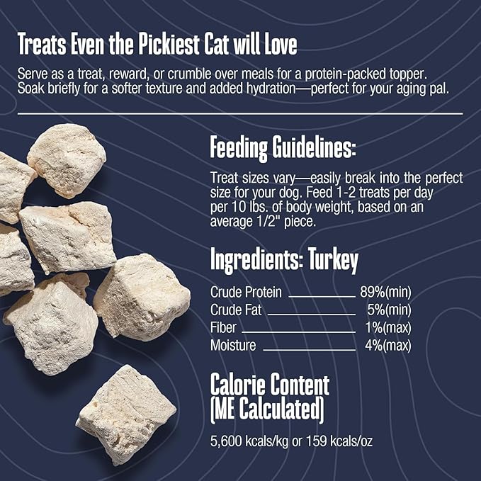 Whole Life Pet Just One Turkey - Cat Treat Or Topper - Human Grade, Freeze Dried, One Ingredient - Protein Rich, Grain Free, Made in The USA (Pack of 6)